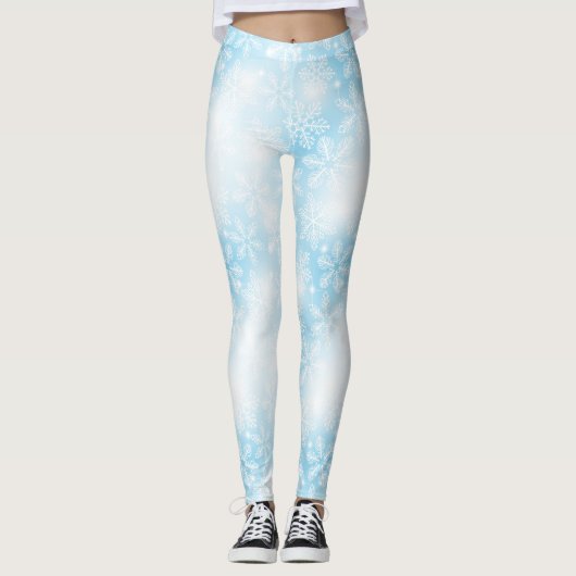 Schneeflocken und blaue Lichter Leggings (Vorderseite)