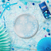 Schneeflocken und blaue Lichter Pappteller (Party)