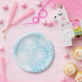 Schneeflocken und blaue Lichter Pappteller (Party)