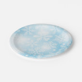 Schneeflocken und blaue Lichter Pappteller (Schrägansicht)
