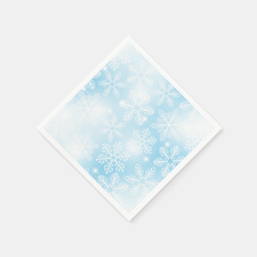 Schneeflocken und blaue Lichter Serviette (Ecke)
