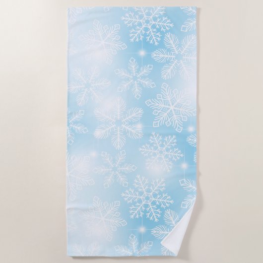 Schneeflocken und blaue Lichter Strandtuch (Vorderseite)
