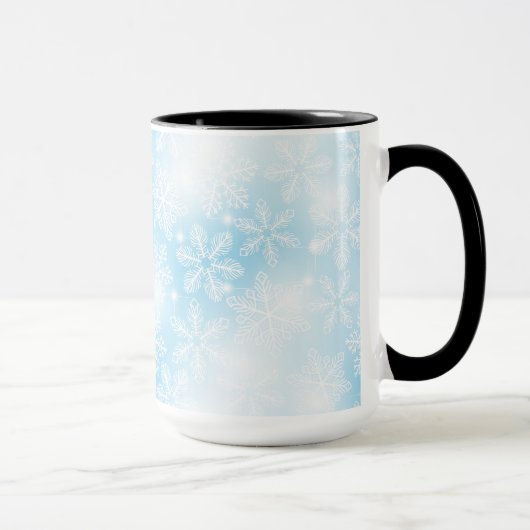 Schneeflocken und blaue Lichter Tasse (Rechts)