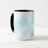 Schneeflocken und blaue Lichter Tasse (Vorderseite Links)