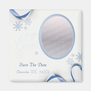 Schneeflocken und blaue Ribbons Winter Save the Da Magnet