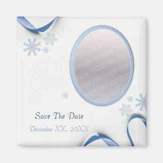 Schneeflocken und blaue Ribbons Winter Save the Da Magnet