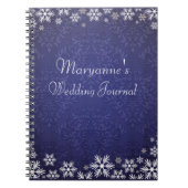 Schneeflocken und Blue Damask Wedding Journal Notizblock (Vorderseite)