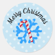 Schneeflocken und Candy Cane Classic Round Sticker