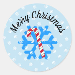 Schneeflocken und Candy Cane Classic Round Sticker