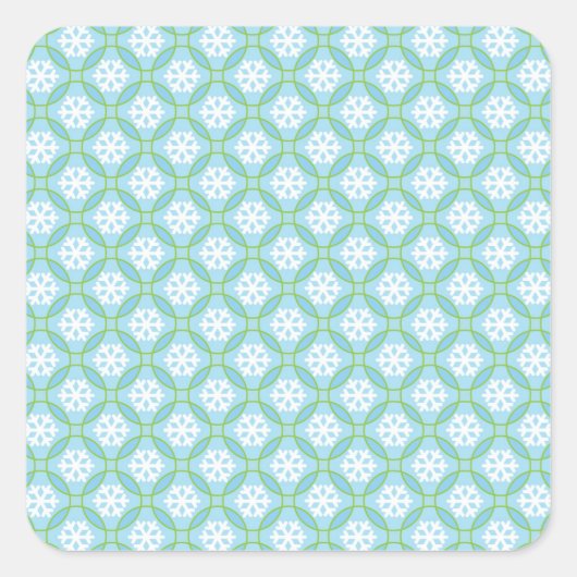 Schneeflocken und Circles Square Sticker, glänzend Quadratischer Aufkleber (Vorderseite)