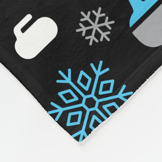 Schneeflocken und Curling Rocks Fleece Blanken (Ecke)