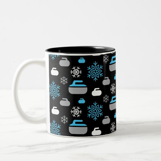 Schneeflocken und Curling Rocks Tasse (Links)