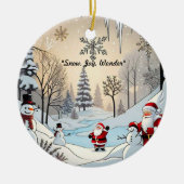 "Schneeflocken und der Weihnachtsmann" Keramik Ornament (Vorne)