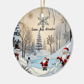"Schneeflocken und der Weihnachtsmann" Keramik Ornament (Links)