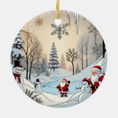 "Schneeflocken und der Weihnachtsmann" Keramik Ornament (Hinten)