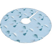 Schneeflocken und Downhill-Skifahrer Polyester Weihnachtsbaumdecke (Schrägansicht)