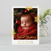 Schneeflocken und Familienfliegen Personalisiertes Folien Feiertagskarte (Stehend vorne)