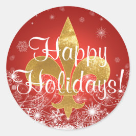 Schneeflocken und Fleur-de-lis-Aufkleber Runder Aufkleber