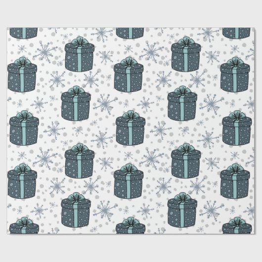 Schneeflocken und Geschenkboxen Geschenkpapier (Flach)