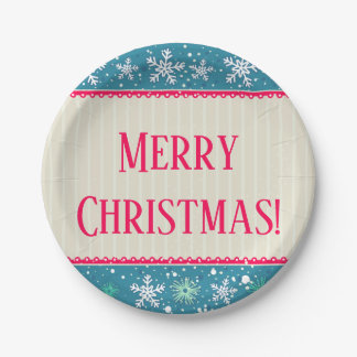 Schneeflocken und Geschenke Pappteller