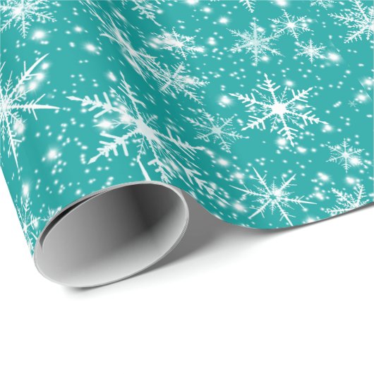 Schneeflocken und Glitzern Nahtloses Muster Geschenkpapier (Rolleneckpunkt)