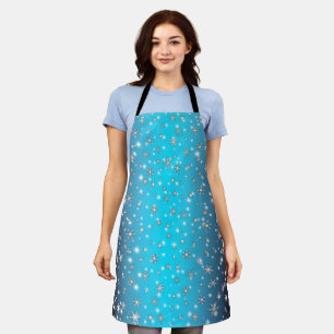 Schneeflocken und Glitzern über Blue Schürze