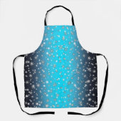 Schneeflocken und Glitzern über Blue Schürze (Vorderseite)