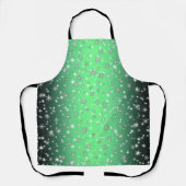 Schneeflocken und Glitzern über grüne Schürze (Vorderseite)
