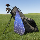 Schneeflocken und Glitzern über Navy Blue Light Golfhandtuch (Gras)