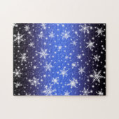 Schneeflocken und Glitzern über Navy Blue Light Puzzle (Horizontal)