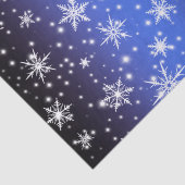 Schneeflocken und Glitzern über Navy Blue Light Seidenpapier (Ausschnitt)