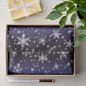 Schneeflocken und Glitzern über Navy Blue Light Seidenpapier (Geschenk)