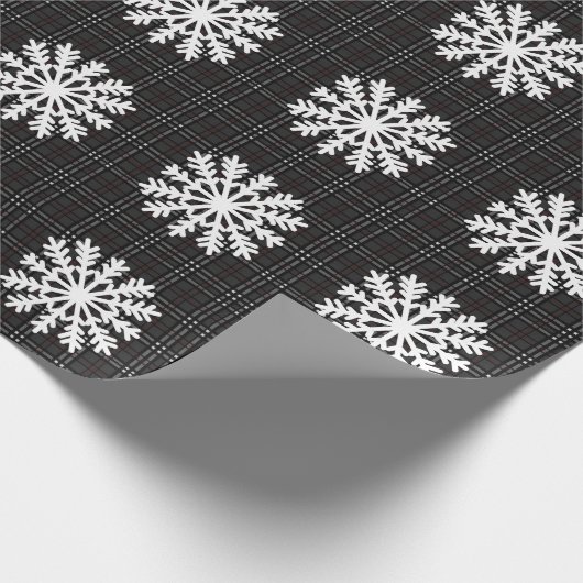 Schneeflocken und Grautartan Geschenkpapier (Ecke)