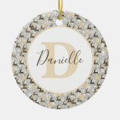 Schneeflocken und Hirsche, personalisierte Keramik Ornament (Vorne)