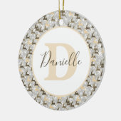 Schneeflocken und Hirsche, personalisierte Keramik Ornament (Links)