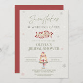 Schneeflocken und Hochzeitstorte Brautparty Einladung (Vorne/Hinten)