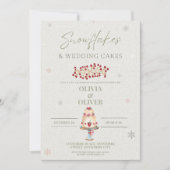 Schneeflocken und Hochzeitstorte Einladung (Vorderseite)