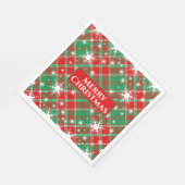 Schneeflocken und Karierte, grüne und weiße Weihna Serviette (Ecke)