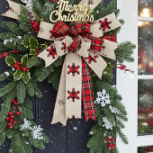 Schneeflocken und karierte Schneeflocken Satinband