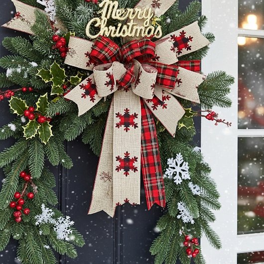 Schneeflocken und karierte Schneeflocken Satinband