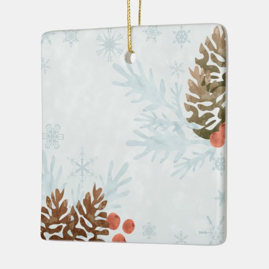 Schneeflocken und Kiefernfische Keramikornament (Links)