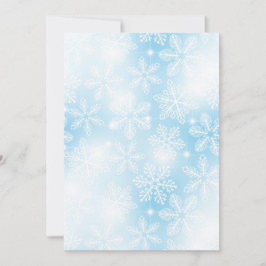 Schneeflocken und Lichter auf Blau (Vorderseite)