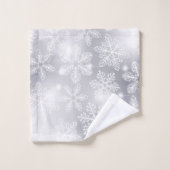 Schneeflocken und Lichter Badhandtuch Set (Waschlappen)