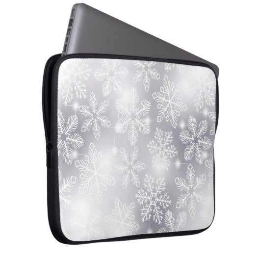 Schneeflocken und Lichter Laptopschutzhülle (Vorne Rechts)