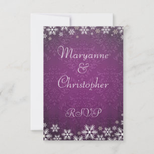 Schneeflocken und Lila Damaskus-Hochzeit-UAWG RSVP Karte
