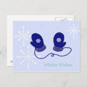 Schneeflocken und Mitten Postkarte (Vorne/Hinten)