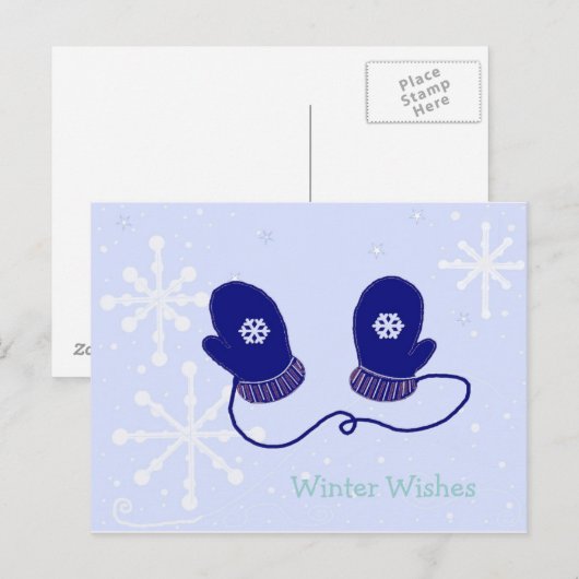 Schneeflocken und Mitten Postkarte (Vorne/Hinten)