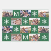 Schneeflocken und Monogramm-FotoCollage Geschenkpapier Set (Vorderseite 3)