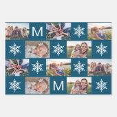Schneeflocken und Monogramm-FotoCollage Geschenkpapier Set (Vorderseite 2)