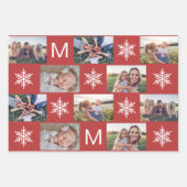 Schneeflocken und Monogramm-FotoCollage Geschenkpapier Set (Vorderseite)